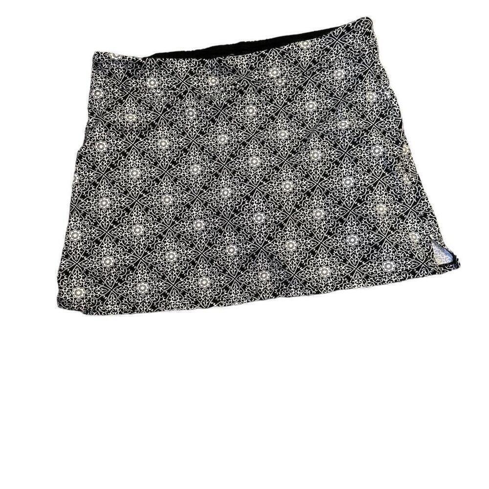 Tranquility Colorado Clothing Women's L Floral Skort Black White Elastic Waist